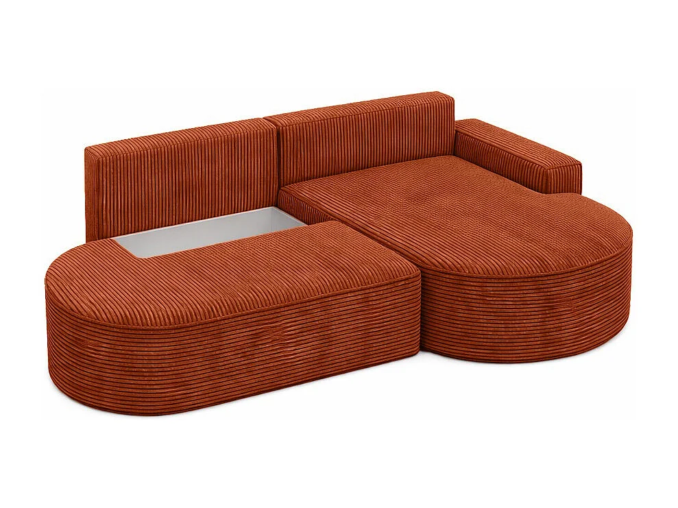 Canapé d’angle Modena Pro – confort et style au design moderne, tissu Poso, Cuivre, Droite