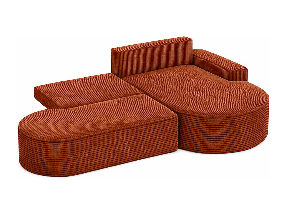 Canapé d’angle Modena Pro – confort et style au design moderne, tissu Poso, Cuivre, Droite