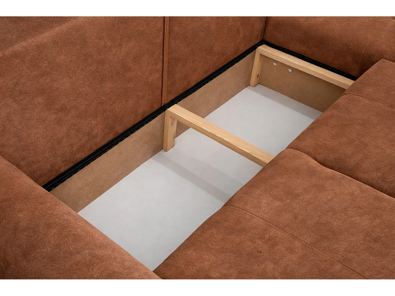 Narożnik w kształcie L z funkcją spania i pojemnikiem Bingo L, tkanina welurowa Salvador, Ciemnobrązowy, Prawy