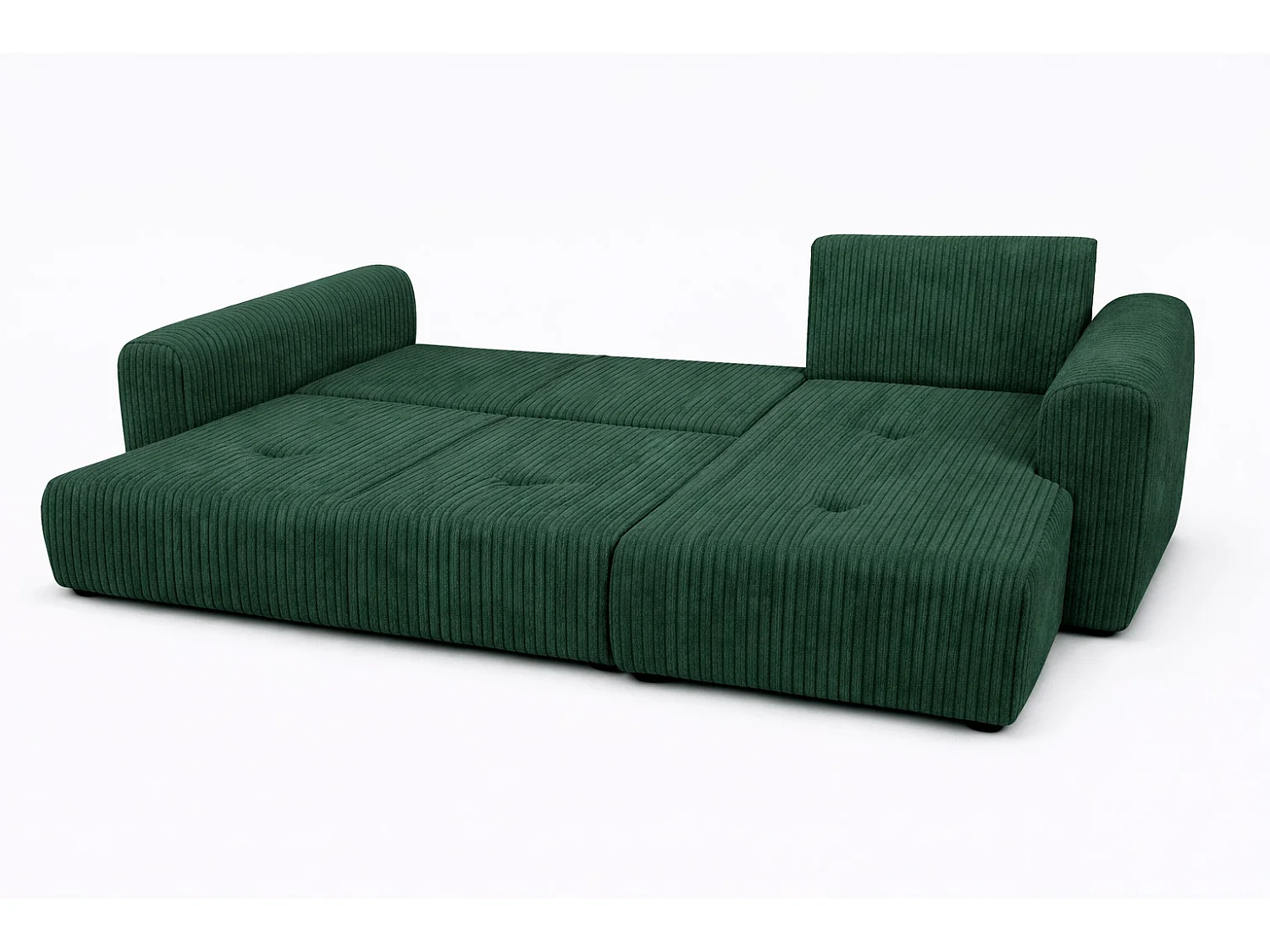 Narożnik w kształcie L z funkcją spania i pojemnikiem Bingo L, tkanina sztruksowa Poso, Zielony, Prawy