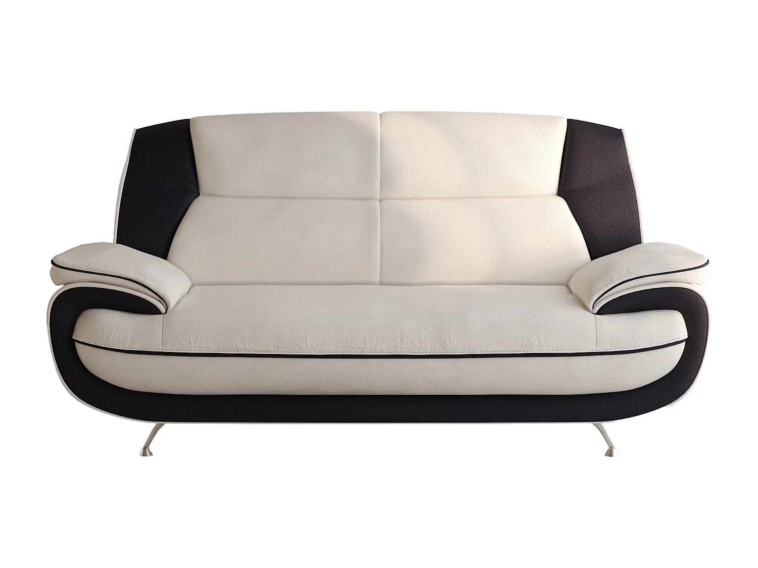 Sofa 2-Sitzer, Stoff Soft, Weiß + Schwarz, Palermo