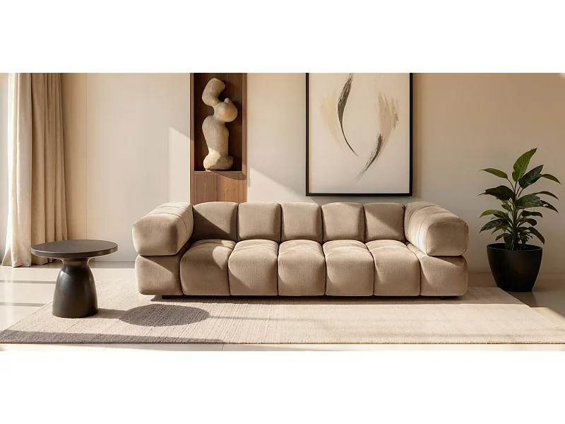 Bank 4-zits, Veloursstof Bluvel, Latte, Averro