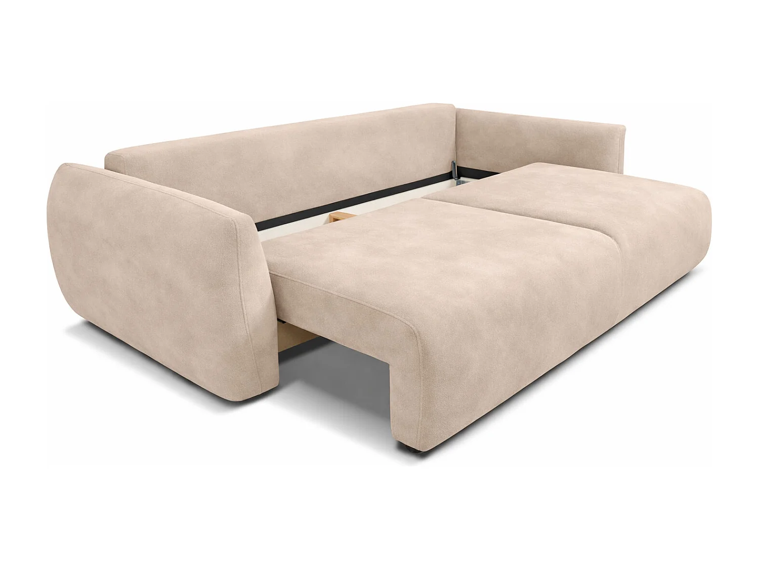 Sofa met slaapfunctie en opbergruimte, veloursstof Salvador, Beige, Zephira