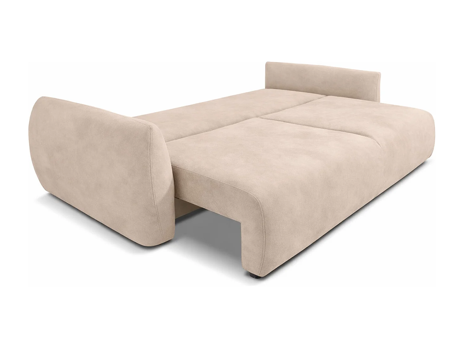 Sofa met slaapfunctie en opbergruimte, veloursstof Salvador, Beige, Zephira