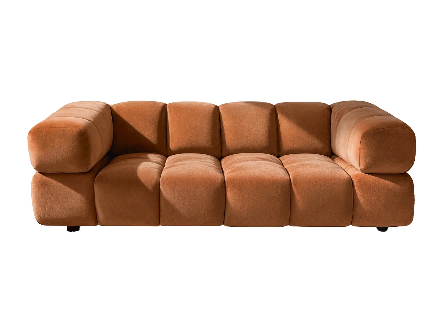 Bank 3-zits, Veloursstof Bluvel, Kaneel, Averro