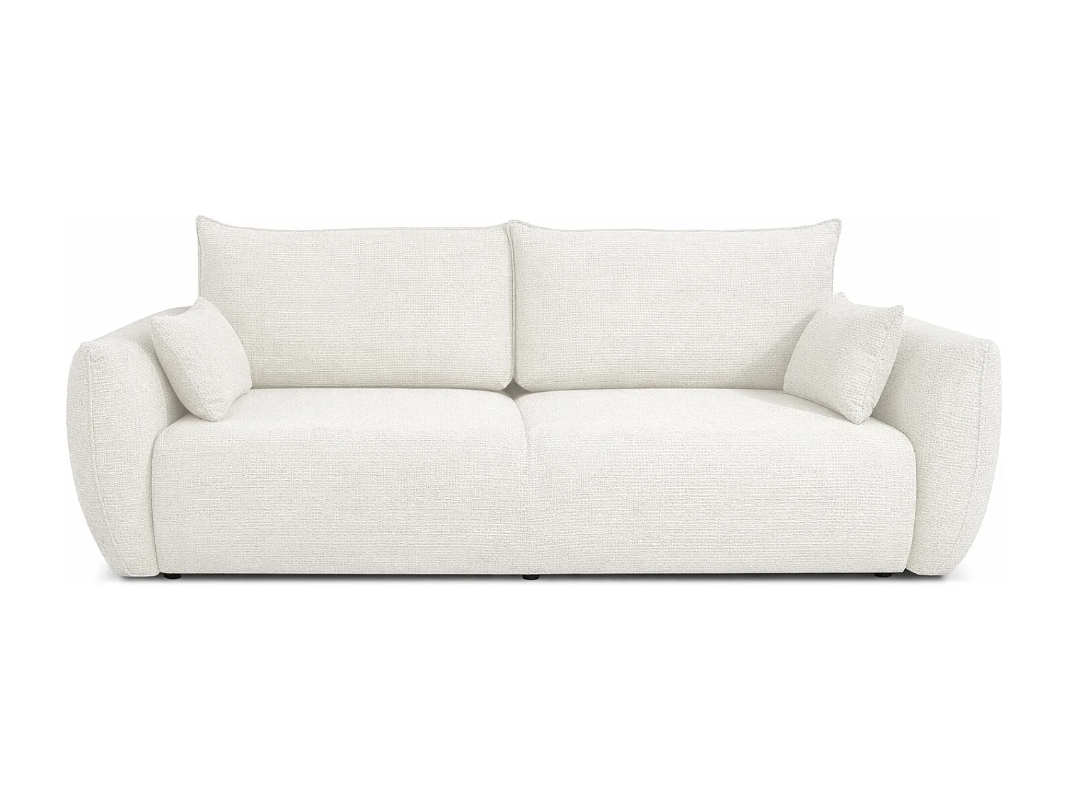 Bank met slaapfunctie en opbergruimte, chenille stof Flow, ecru, Zephira