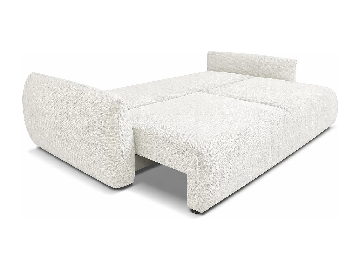 Bank met slaapfunctie en opbergruimte, chenille stof Flow, ecru, Zephira