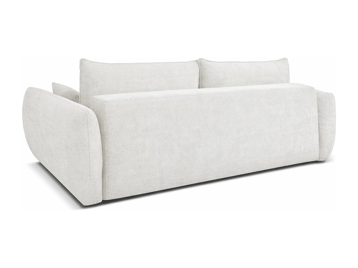 Bank met slaapfunctie en opbergruimte, chenille stof Flow, ecru, Zephira