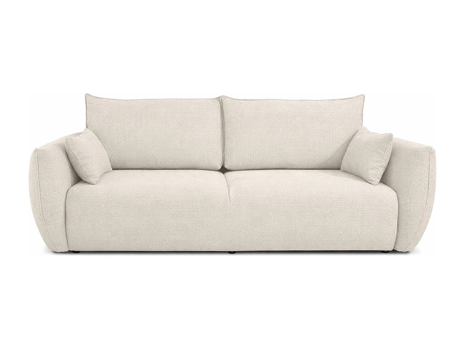 Bank met slaapfunctie en opbergruimte, chenille stof Flow, beige, Zephira