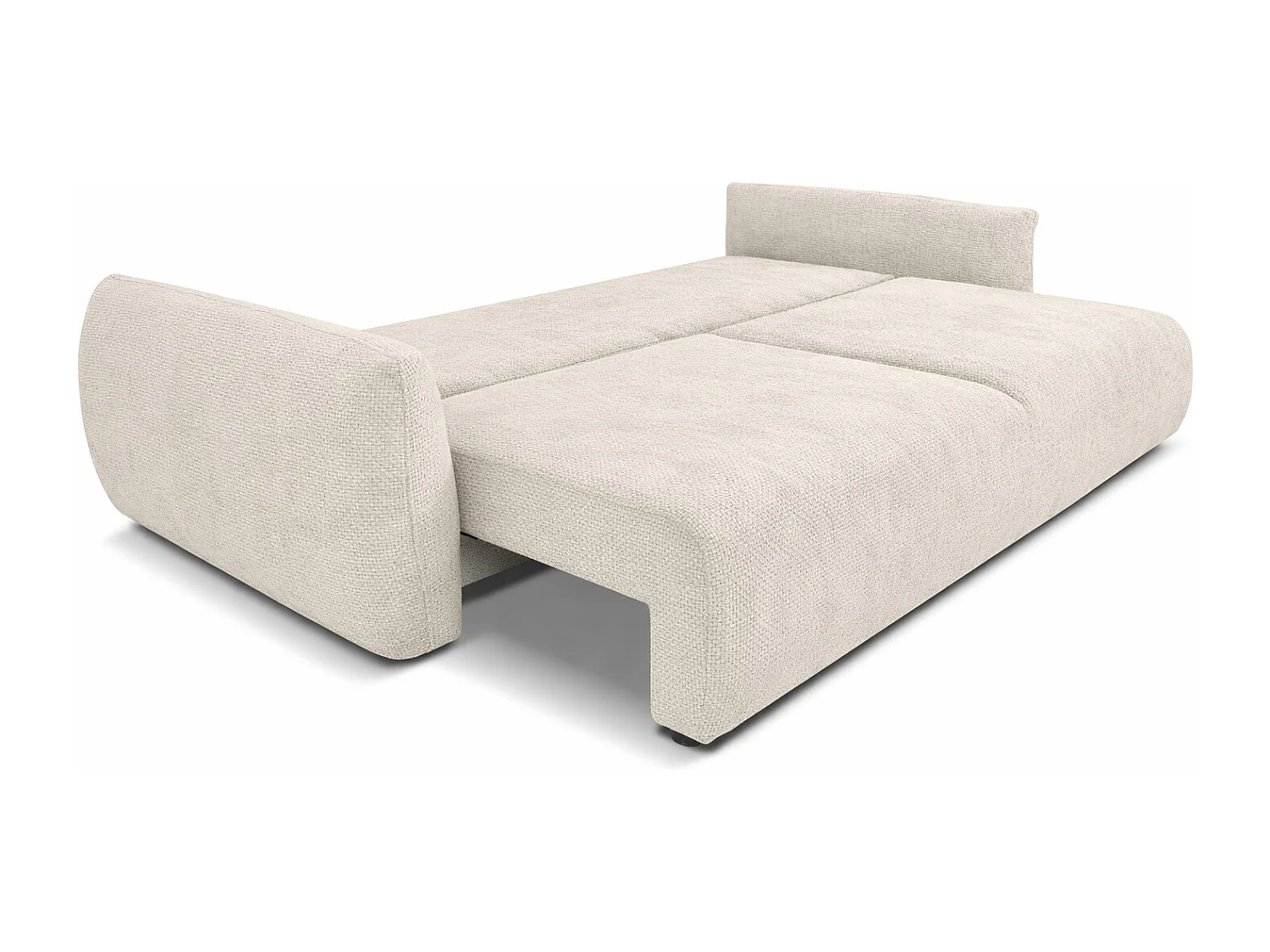 Bank met slaapfunctie en opbergruimte, chenille stof Flow, beige, Zephira