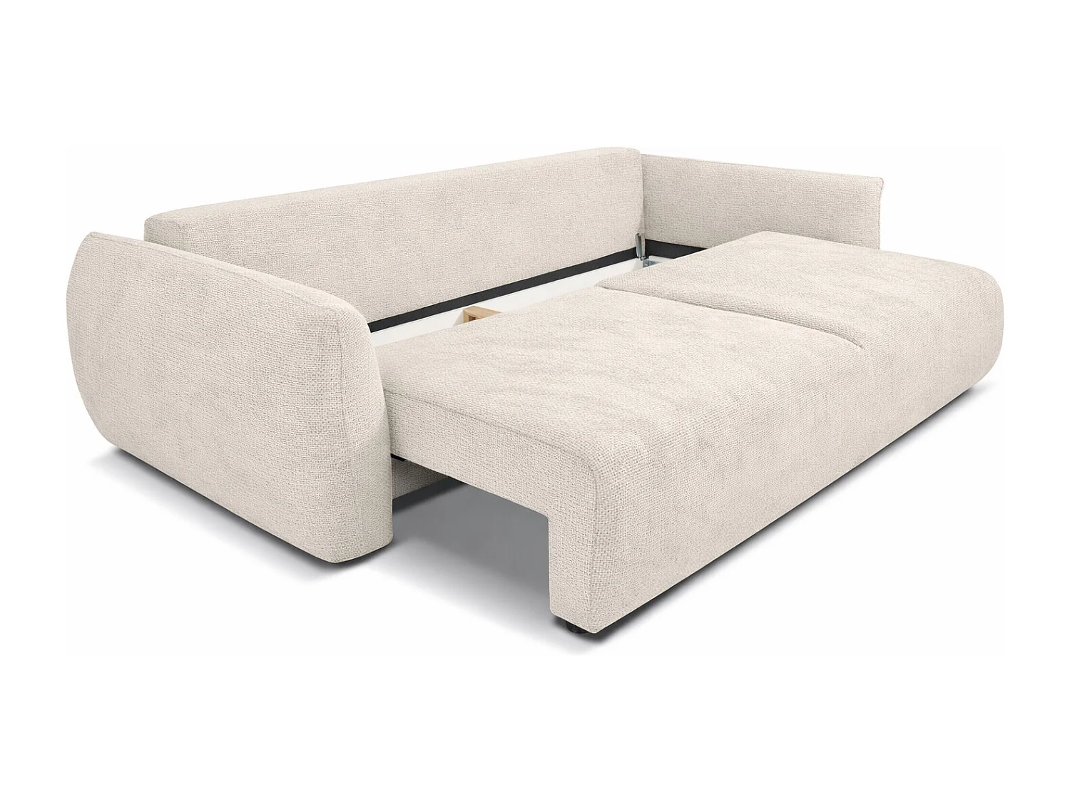 Bank met slaapfunctie en opbergruimte, chenille stof Flow, beige, Zephira