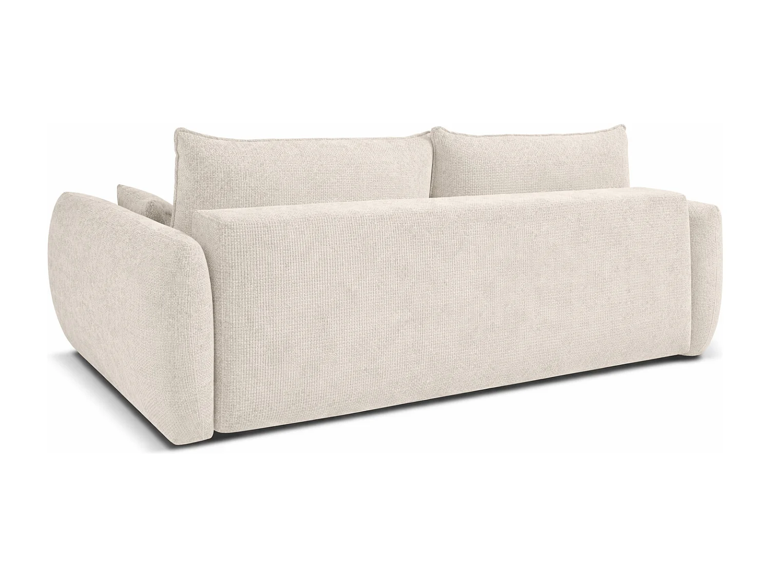 Bank met slaapfunctie en opbergruimte, chenille stof Flow, beige, Zephira