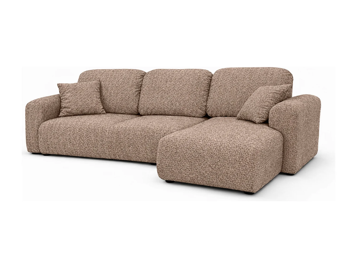 Divano angolare con funzione letto e contenitore, Divano a L Bingo L, tessuto chenille Artico, Beige, Destra