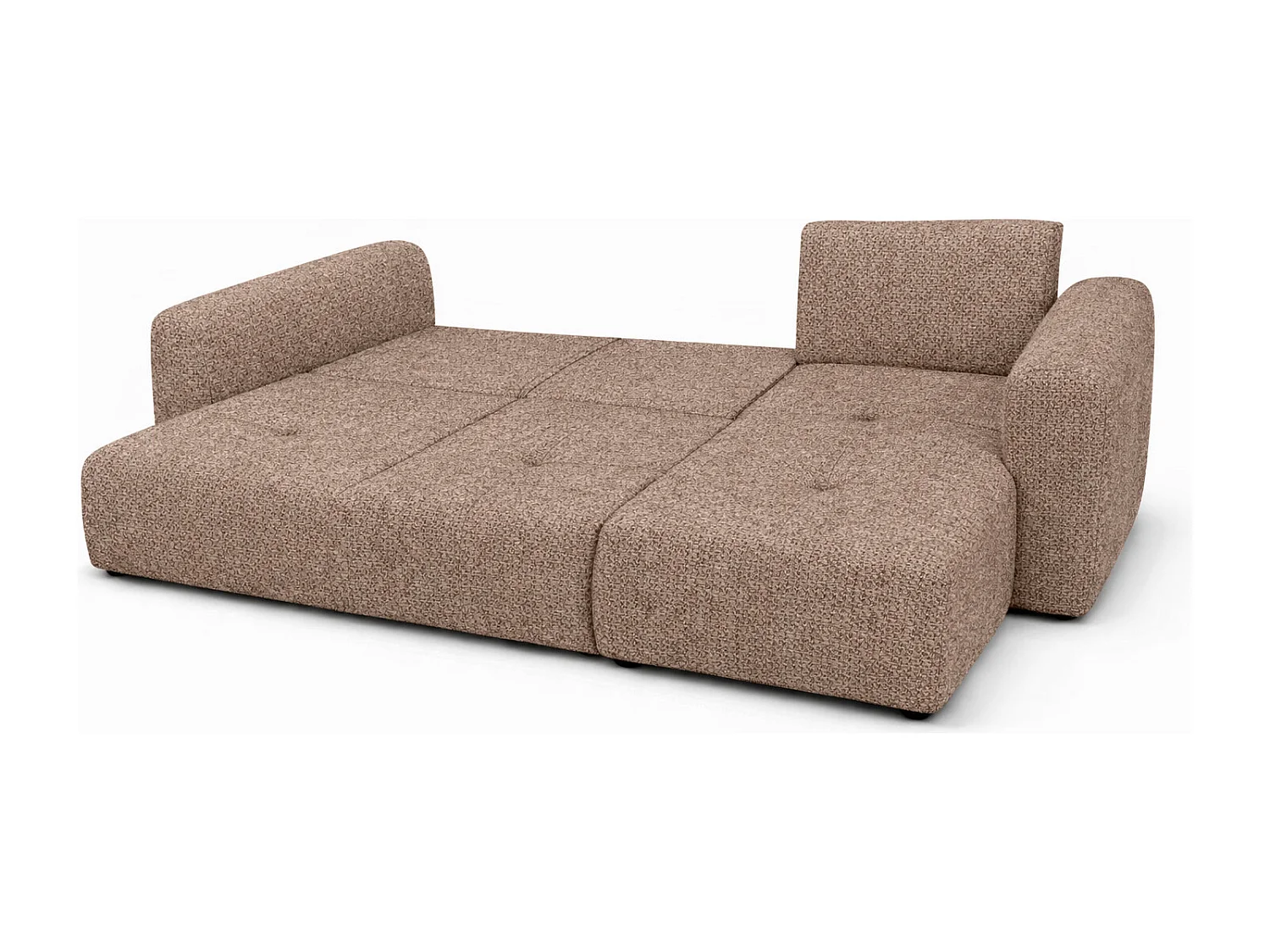 Divano angolare con funzione letto e contenitore, Divano a L Bingo L, tessuto chenille Artico, Beige, Destra