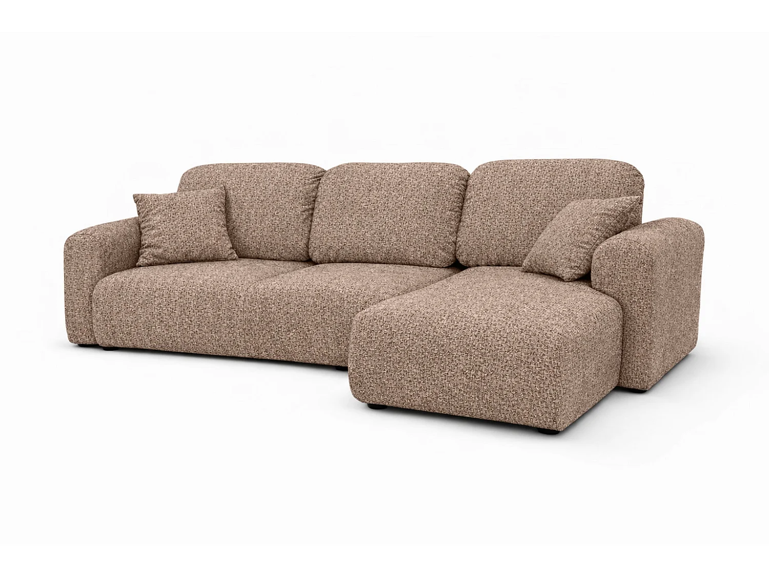 Divano angolare con funzione letto e contenitore, Divano a L Bingo L, tessuto chenille Artico, Beige, Destra