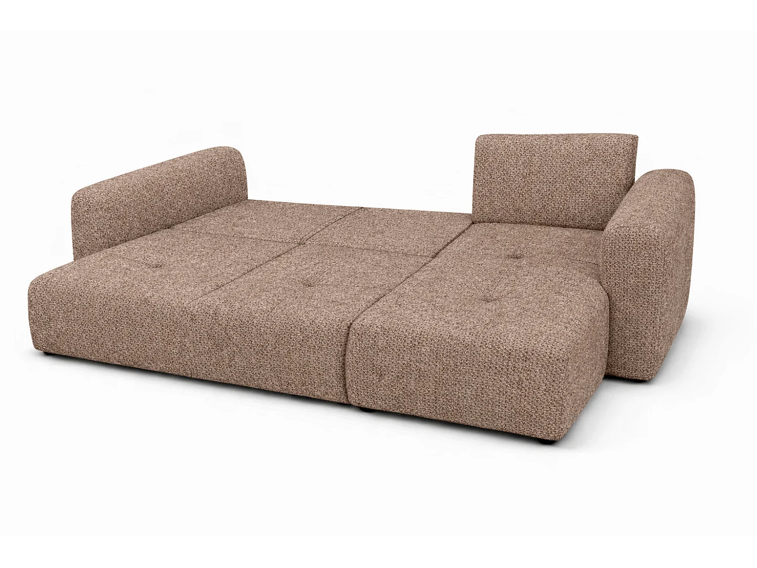 Divano angolare con funzione letto e contenitore, Divano a L Bingo L, tessuto chenille Artico, Beige, Destra