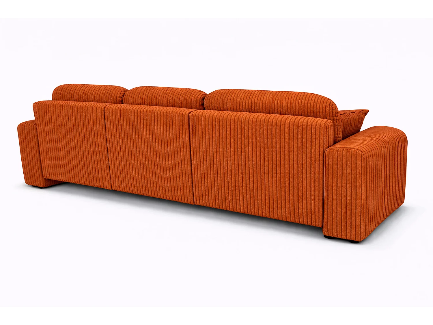 Narożnik w kształcie L z funkcją spania i pojemnikiem Bingo L, tkanina sztruksowa Poso, Miedziany, Prawy