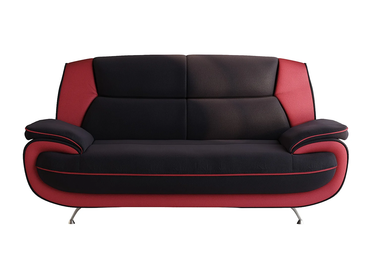 2-zits bank, stof Soft, zwart + rood, Palermo