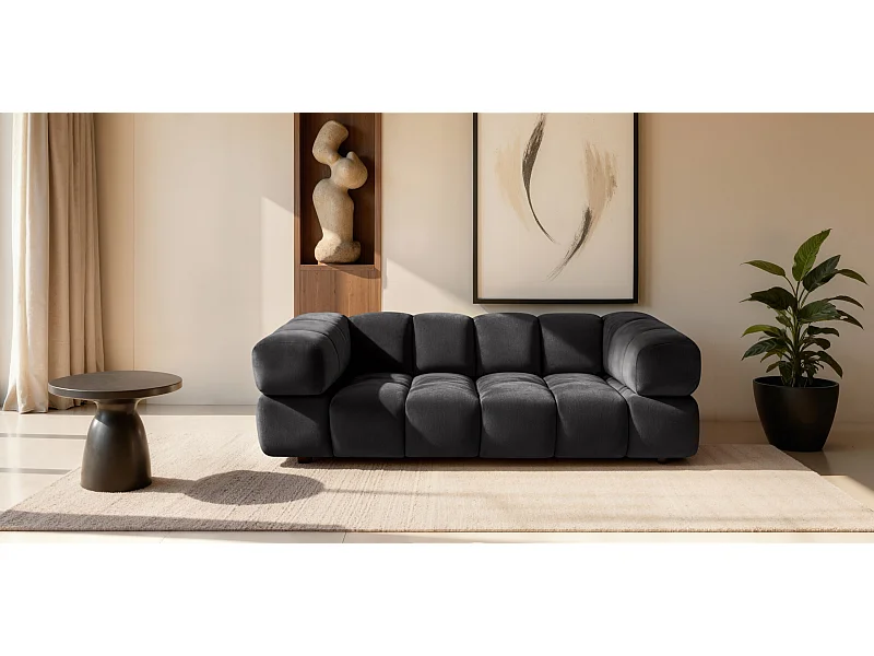 Sofa 3-Sitzer, Couch, Veloursstoff Bluvel, Schwarz, Averro
