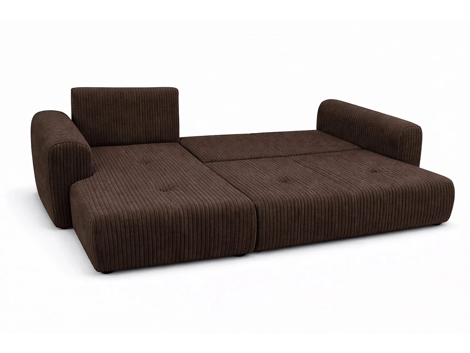 Narożnik w kształcie L z funkcją spania i pojemnikiem Bingo L, tkanina sztruksowa Poso, Brązowy, Lewy