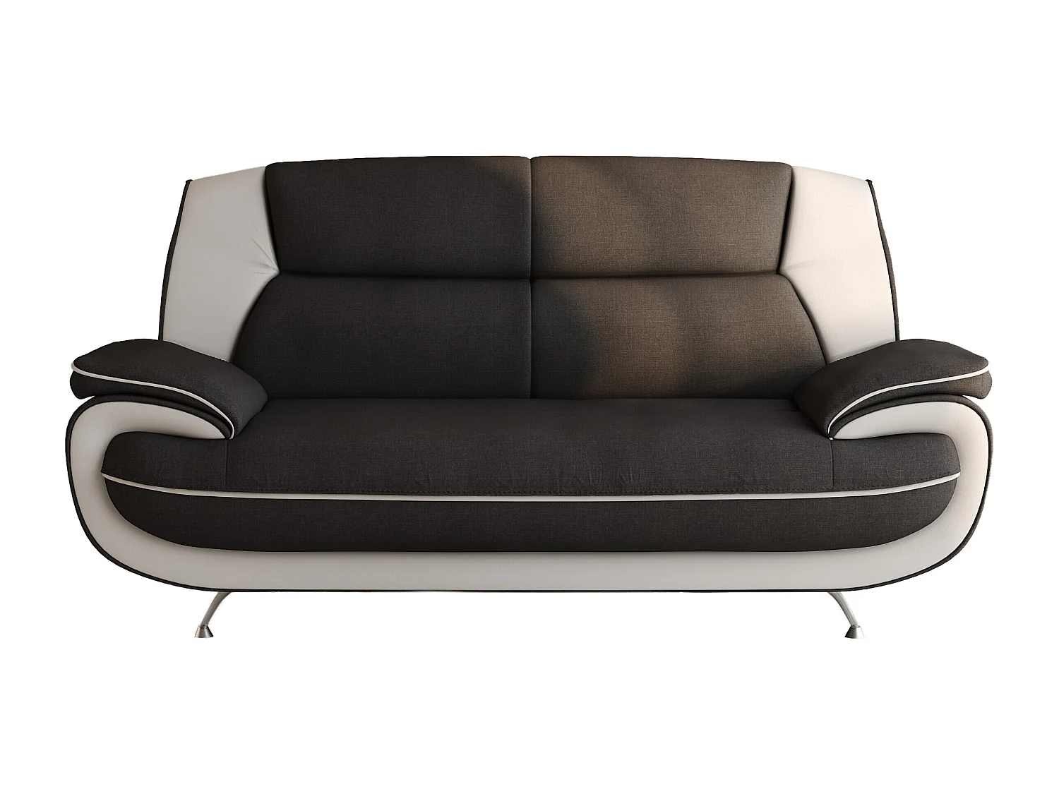 Sofa 2-Sitzer, Stoff Kronos, Schwarz + Weiß, Palermo