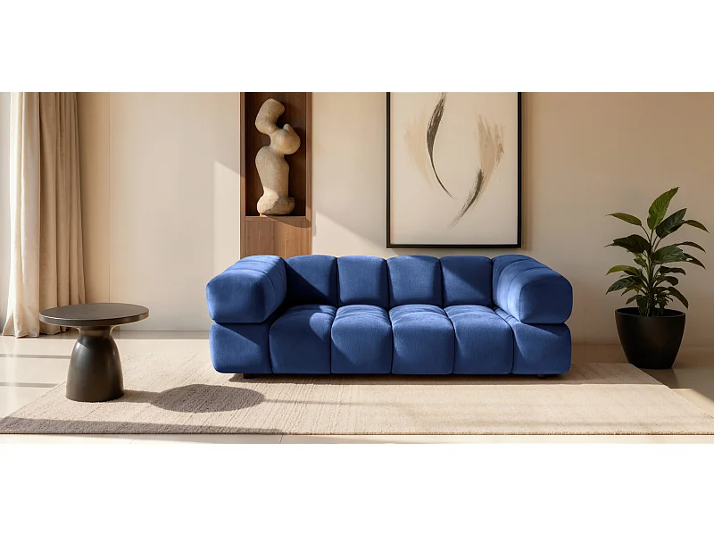 Bank 3-zits, Veloursstof Bluvel, Inktblauw, Averro
