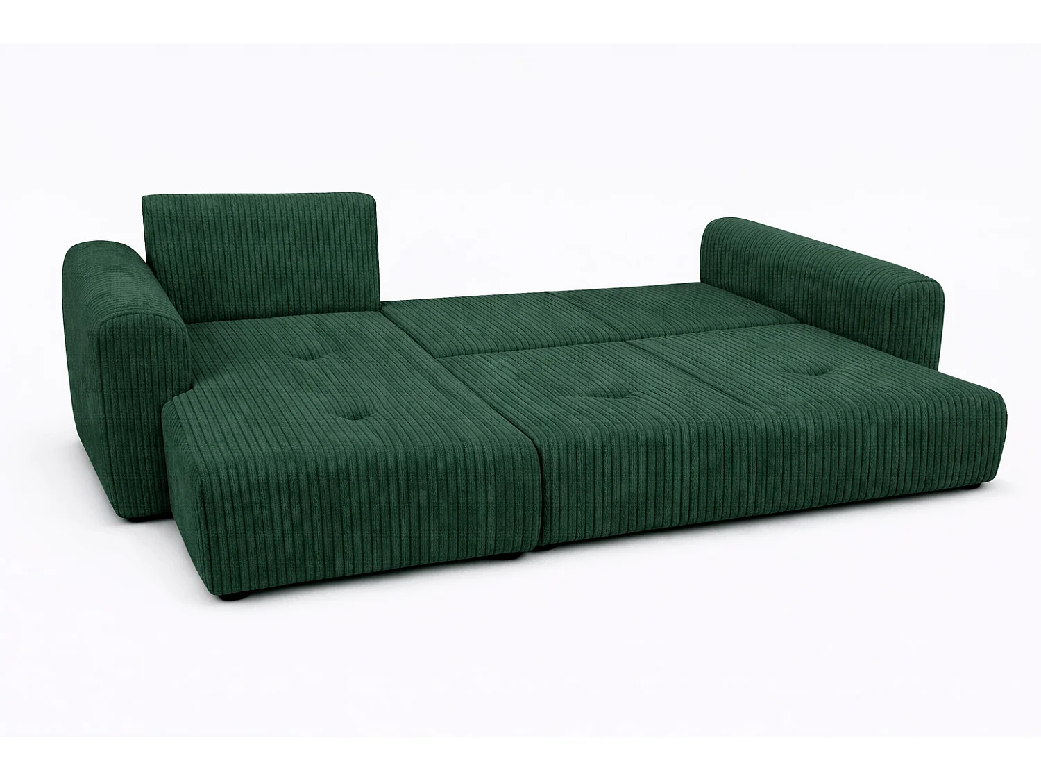 Narożnik w kształcie L z funkcją spania i pojemnikiem Bingo L, tkanina sztruksowa Poso, Zielony, Lewy