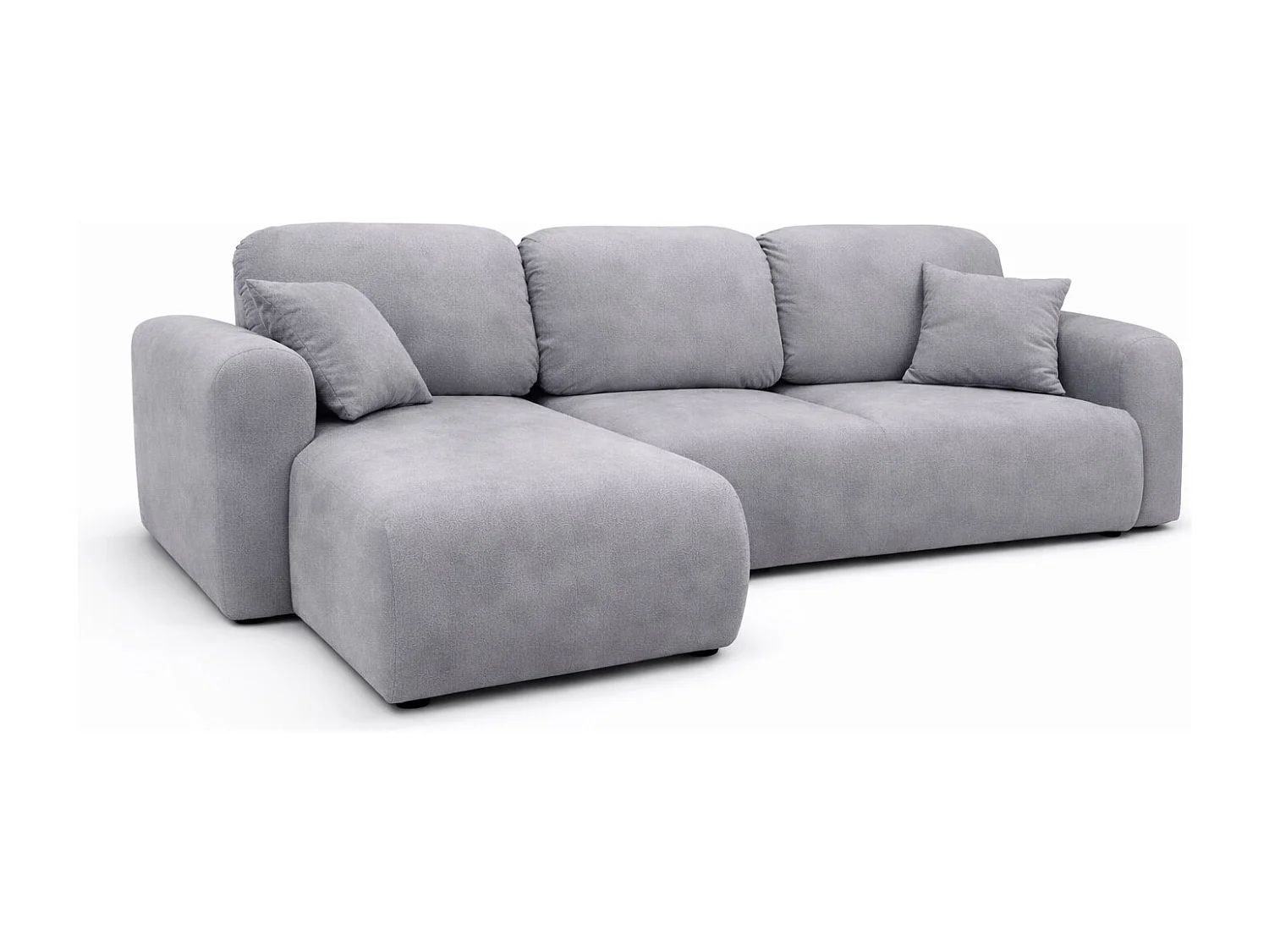 Narożnik w kształcie L z funkcją spania i pojemnikiem Bingo L, tkanina welurowa Salvador, Szary, Lewy