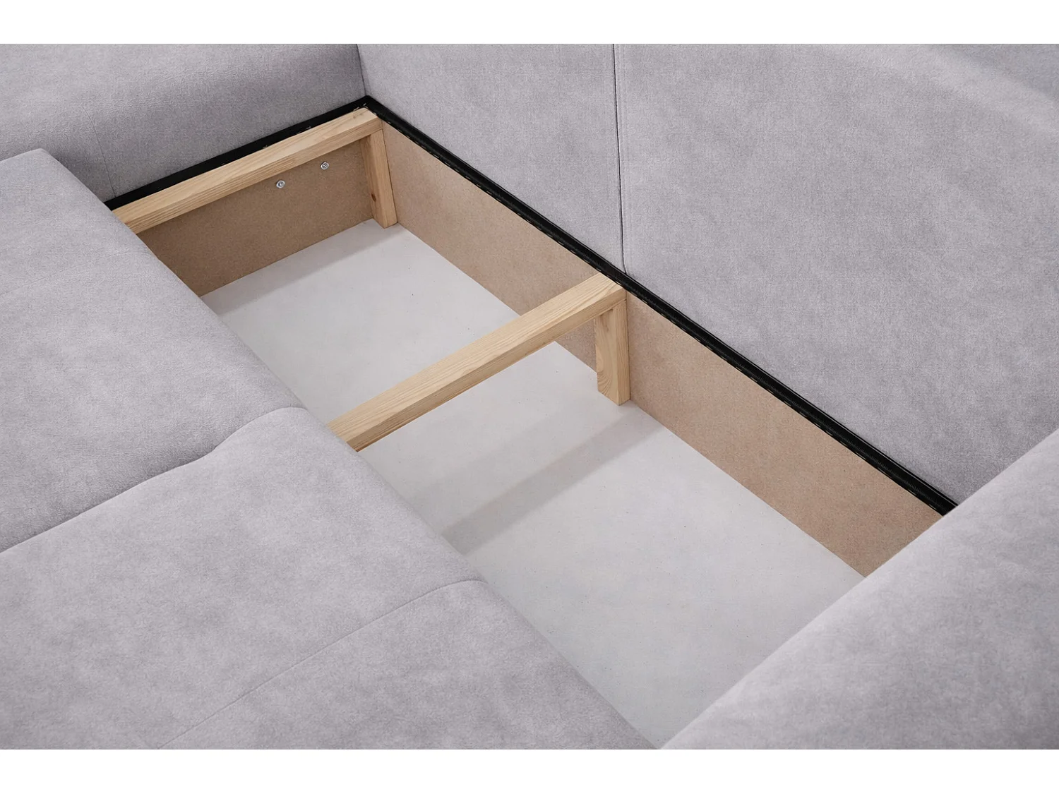 Narożnik w kształcie L z funkcją spania i pojemnikiem Bingo L, tkanina welurowa Salvador, Szary, Lewy