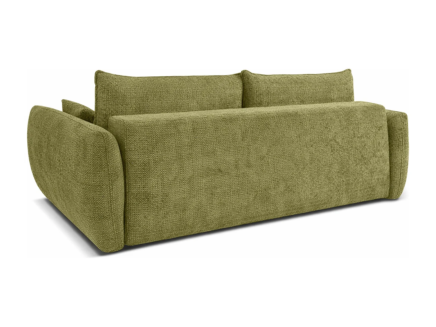 Bank met slaapfunctie en opbergruimte, chenille stof Flow, olijf, Zephira