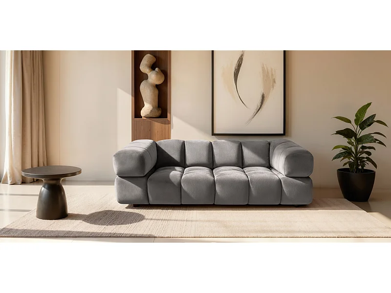 Canapé 3 places, Velours Bluvel, Gris cendré, Averro