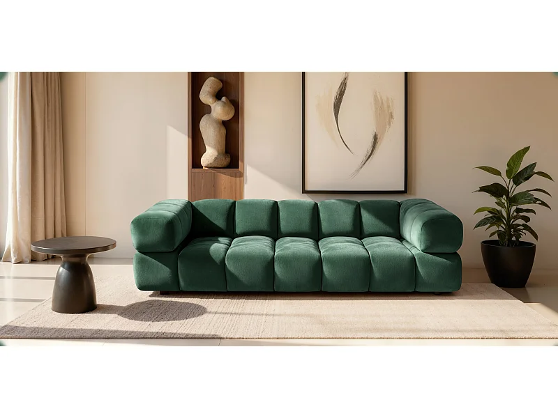 Canapé 4 places, Velours Bluvel, Vert, Averro