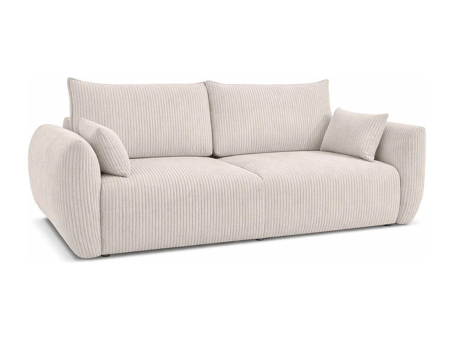 Sofa z funkcją spania i pojemnikiem, tkanina sztruksowa Poso, Beżowy, Zephira