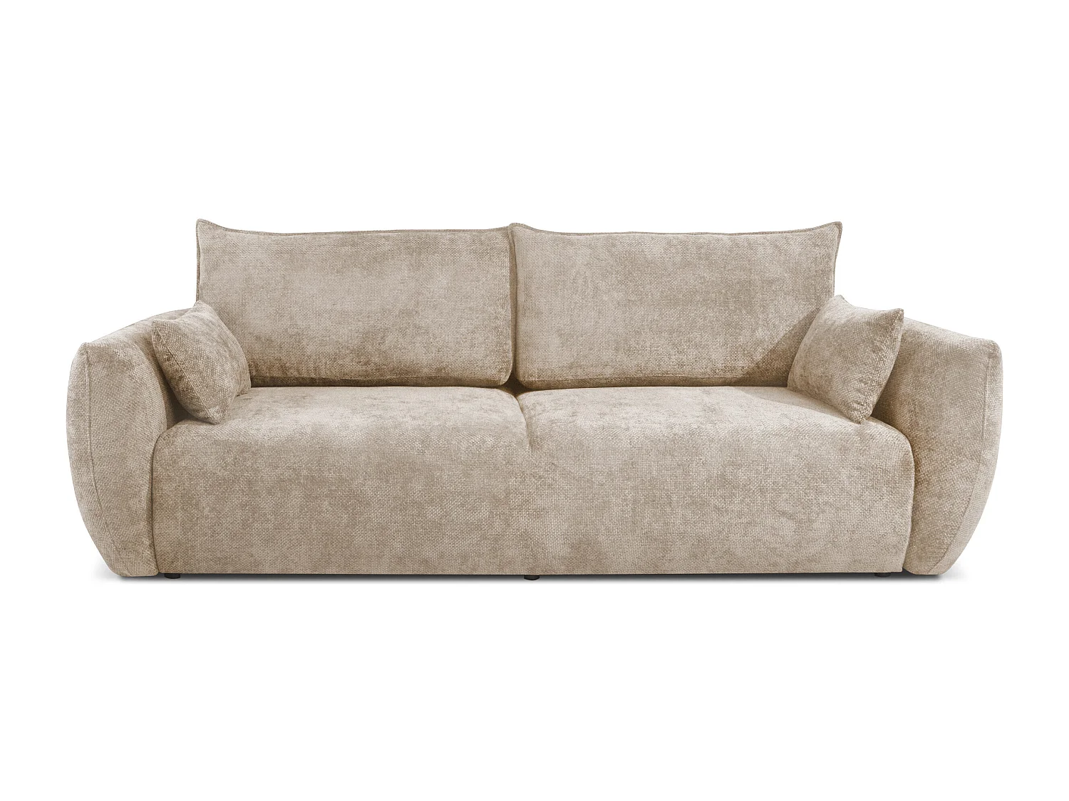 Bank met slaapfunctie en opbergruimte, chenille stof Flow, donkerbeige, Zephira