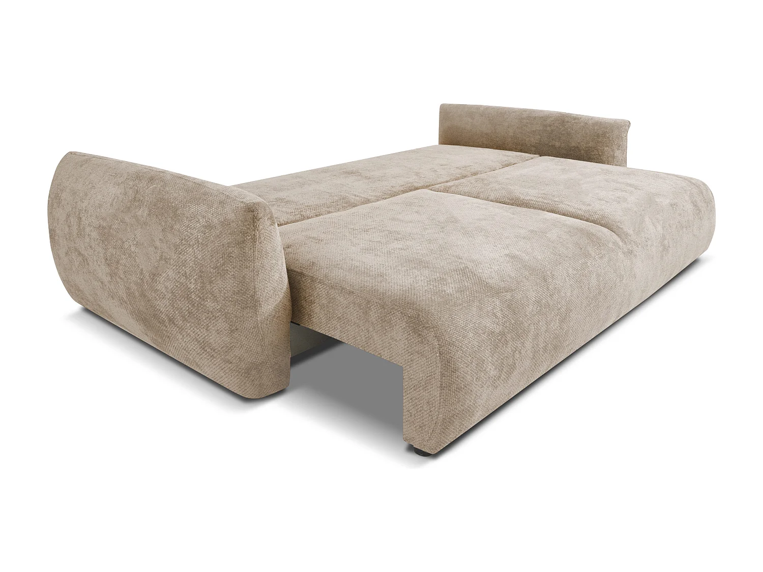 Bank met slaapfunctie en opbergruimte, chenille stof Flow, donkerbeige, Zephira