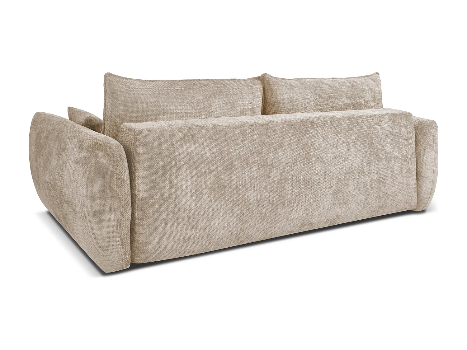 Bank met slaapfunctie en opbergruimte, chenille stof Flow, donkerbeige, Zephira