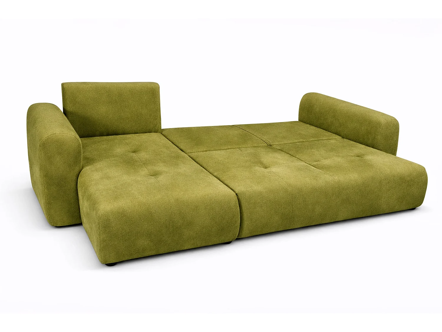 Narożnik w kształcie L z funkcją spania i pojemnikiem Bingo L, tkanina welurowa Salvador, Oliwkowy, Lewy