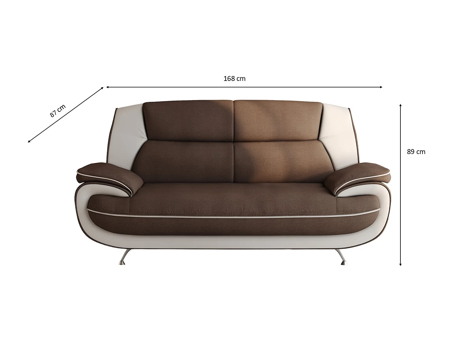 Sofa 2-Sitzer, Stoff Kronos, Braun + Weiß, Palermo