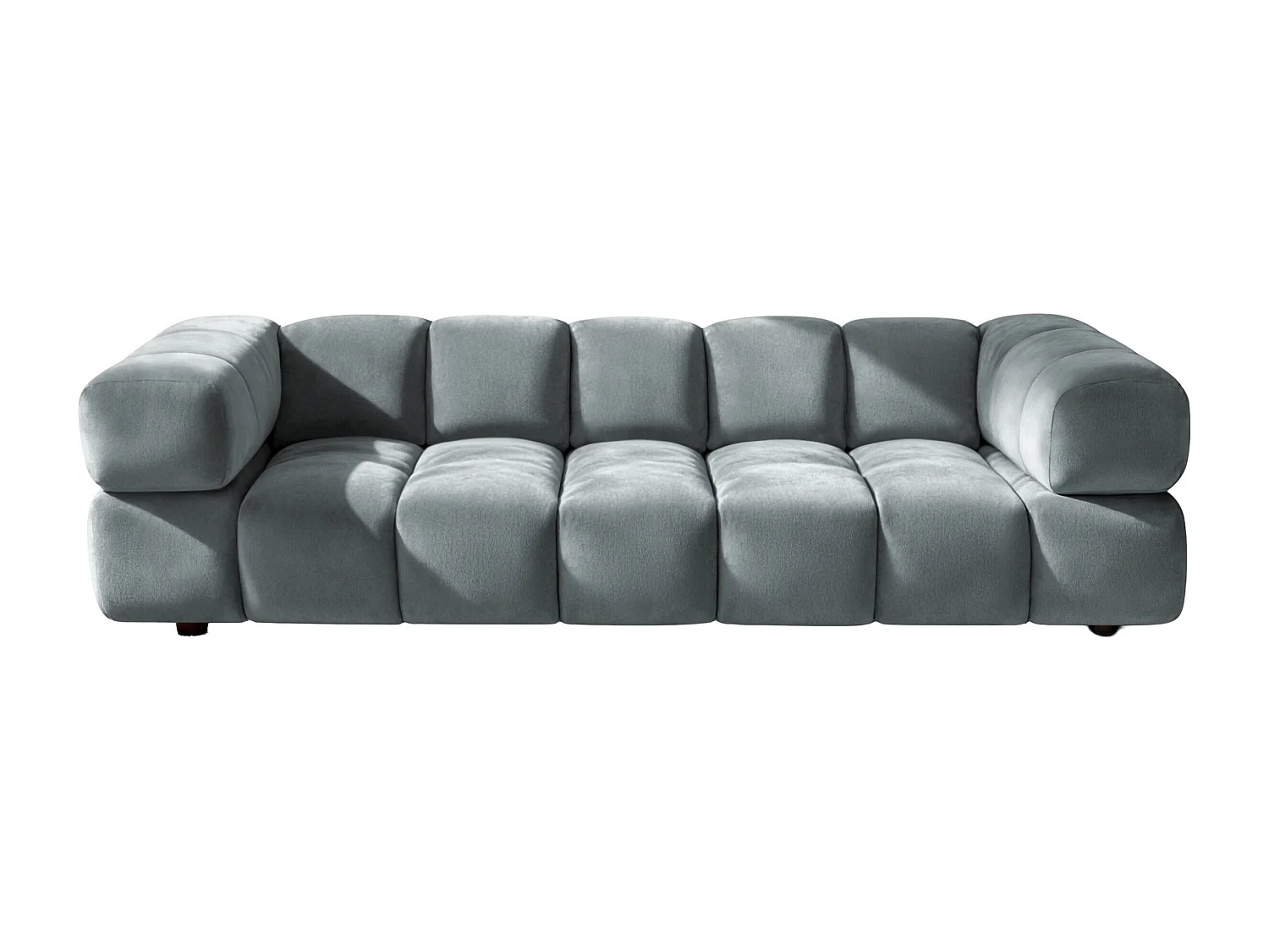 Canapé 4 places, Velours Bluvel, Gris bleu, Averro