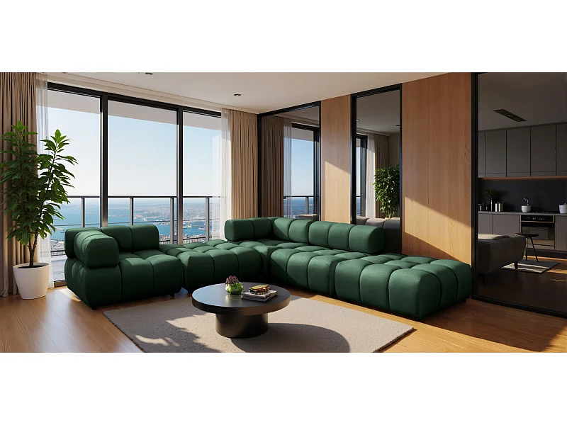 Modulaire hoekbank, Veloursstof Bluvel, Groen, Rechts, Bolla