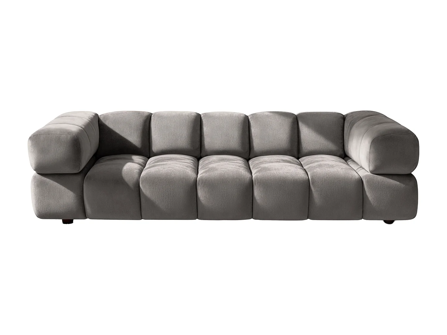 Canapé 4 places, Velours Bluvel, Gris cendré, Averro