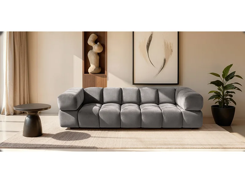 Bank 4-zits, Veloursstof Bluvel, Asgrijs, Averro