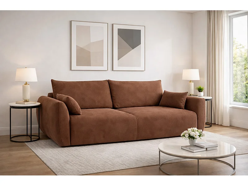 Sofa met slaapfunctie en opbergruimte, veloursstof Salvador, Donkerbruin, Zephira