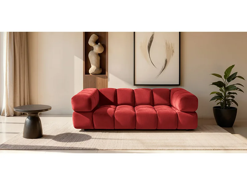 Bank 3-zits, Veloursstof Bluvel, Wijnrood, Averro