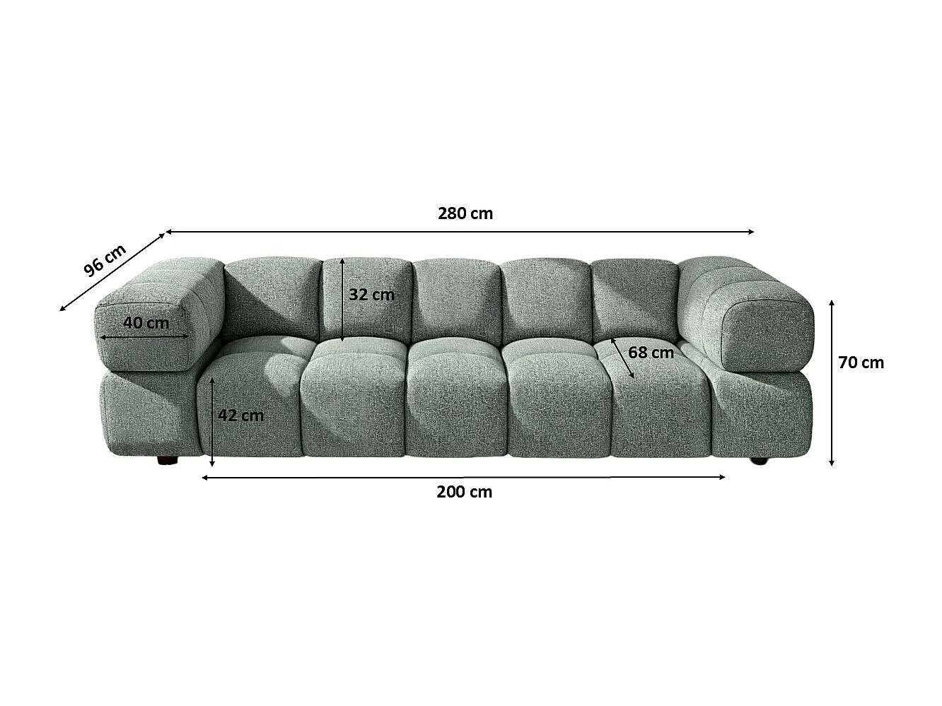 Bank 4-zits, Chenille stof Puente, Mint, Averro