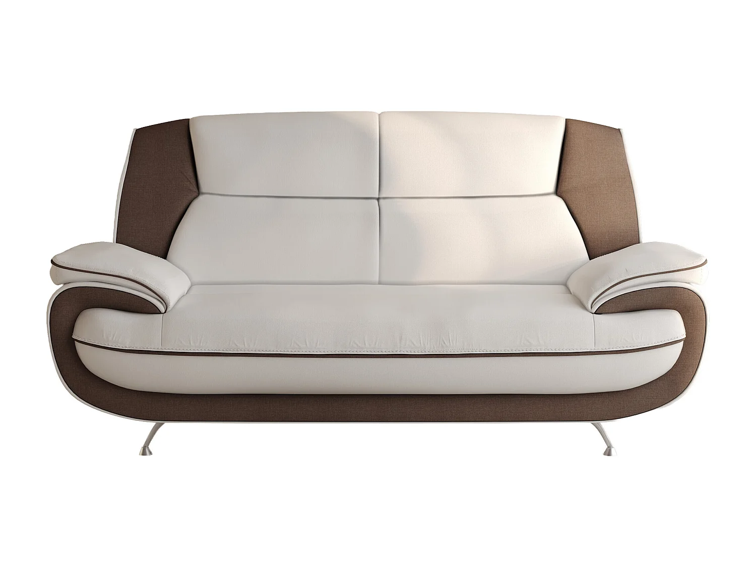 Sofa 2-Sitzer, Stoff Kronos, Weiß + Braun, Palermo