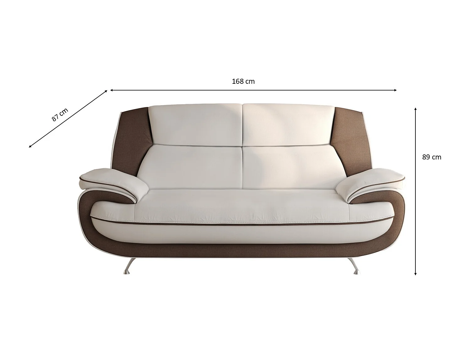 Sofa 2-Sitzer, Stoff Kronos, Weiß + Braun, Palermo