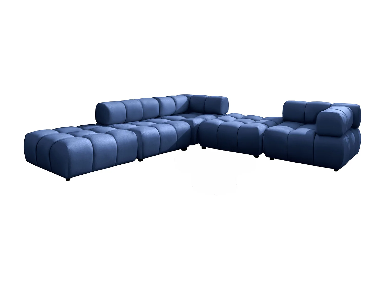 Modulaire hoekbank, Veloursstof Bluvel, Inktblauw, Links, Bolla