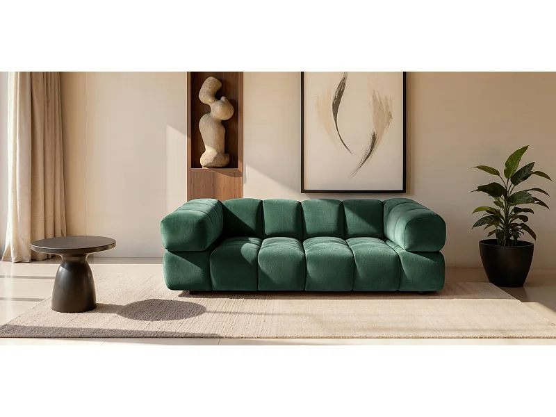 Canapé 3 places, Velours Bluvel, Vert, Averro