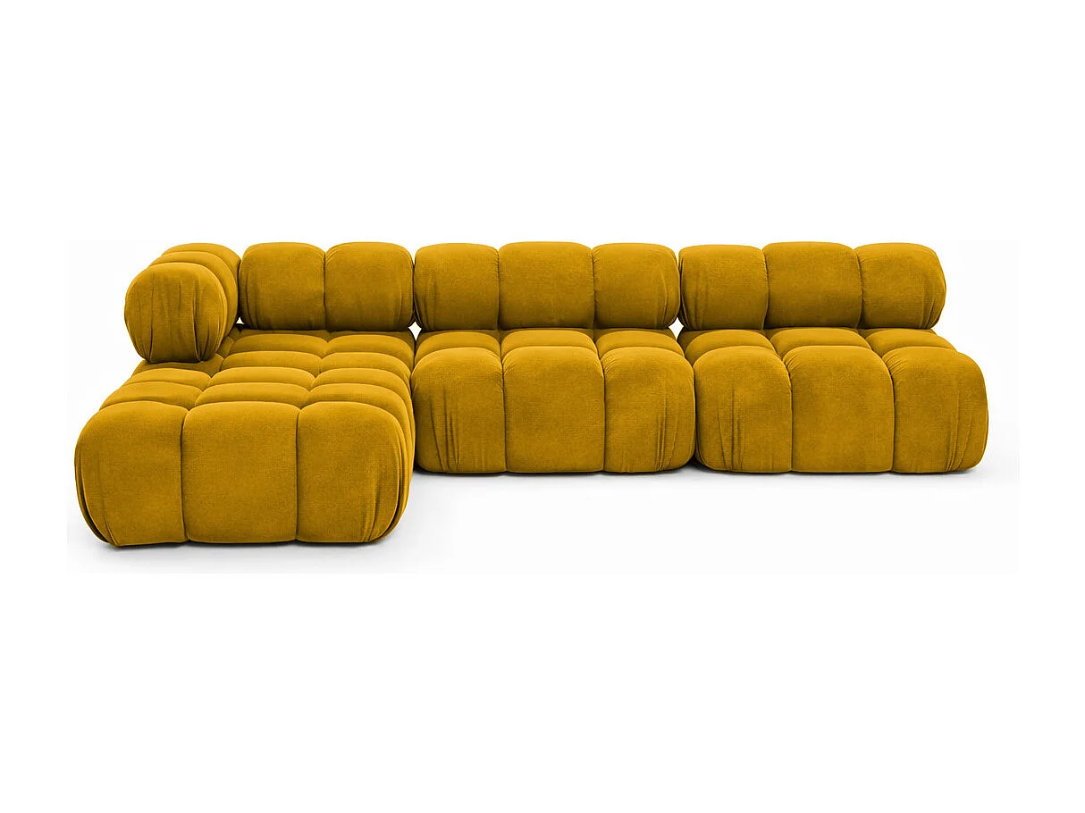 Hoekbank modulair L-vorm, veloursstof Salvador, geel, links, Selia